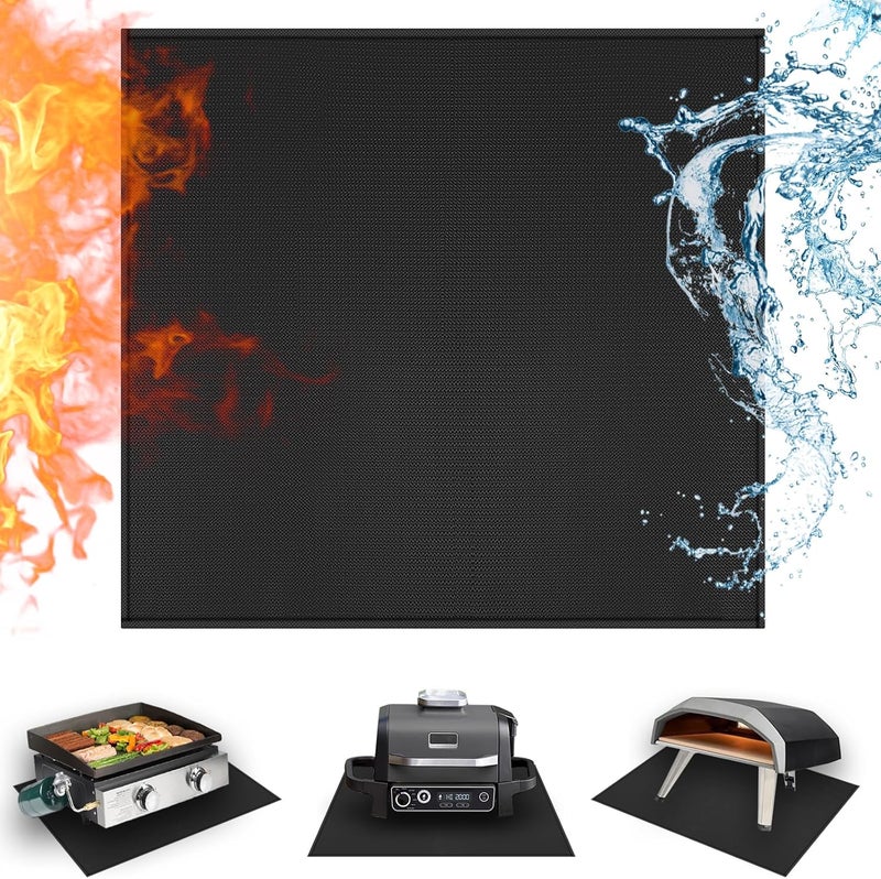 Amerbro 24 x 24in Heat Resistant Grill Mats for Outdoor Tabletop Grill to Protect Your Prep Grill Table, Heat Resistant Mats for Countertop, Fire Proof & Water Proof & Oil Proof BBQ Mat - Black-0.5mm - Image 1